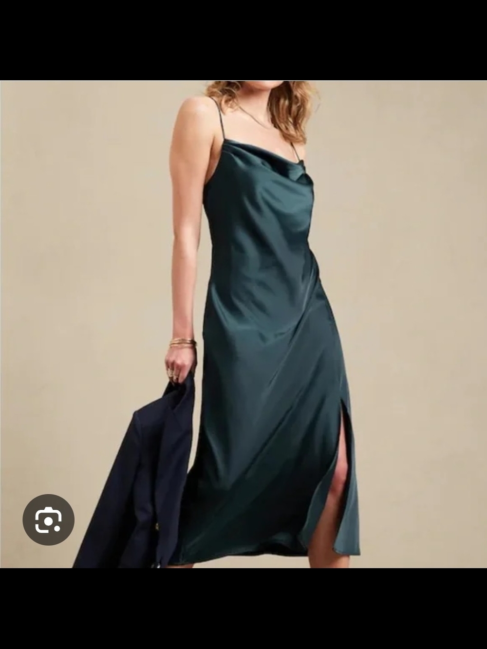 Banana Republic Teal Satin Cowl Midi Dress with Slit